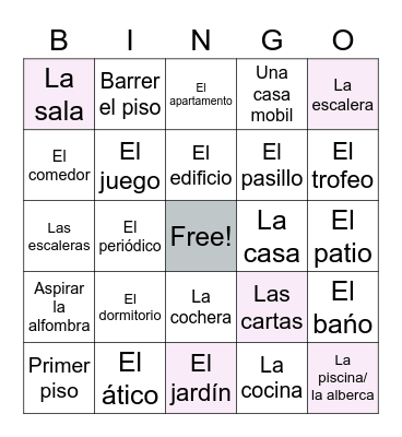 Sara Gonzalez 7P5 la casa Bingo Card