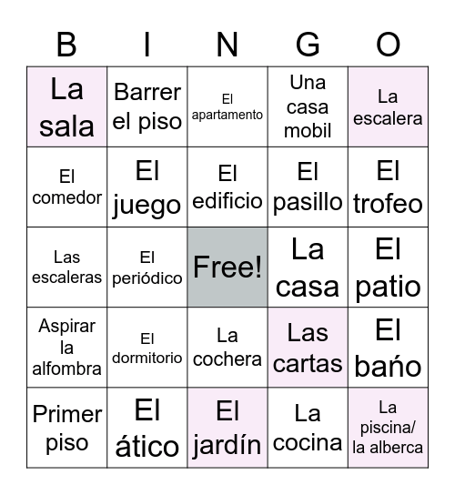 Sara Gonzalez 7P5 la casa Bingo Card