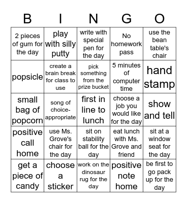 Homework Bingo! Bingo Card