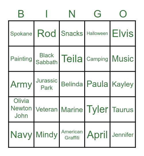 RMR 75th Bingo Card