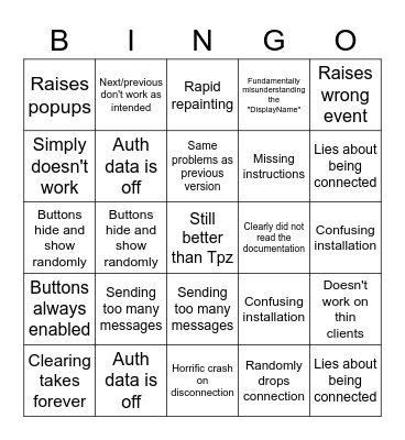 Vendor Bingo Card