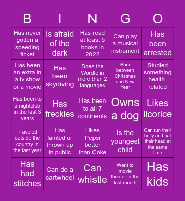 Get to Know BINGO Card