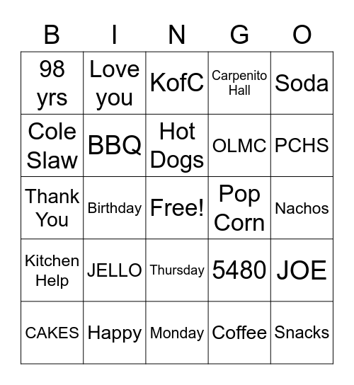 IRENE Bingo Card