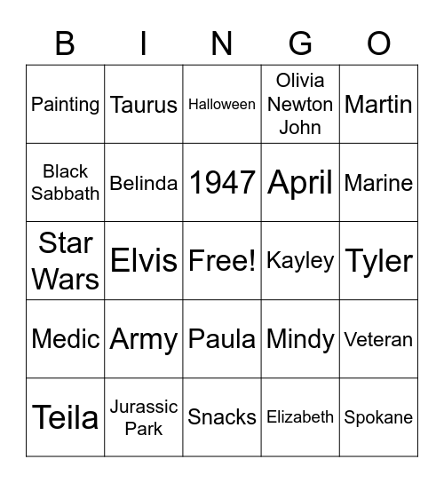 RMR 75th Bingo Card