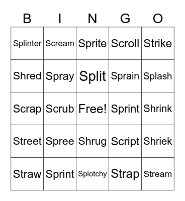 S Clusters 4/5 Bingo Card