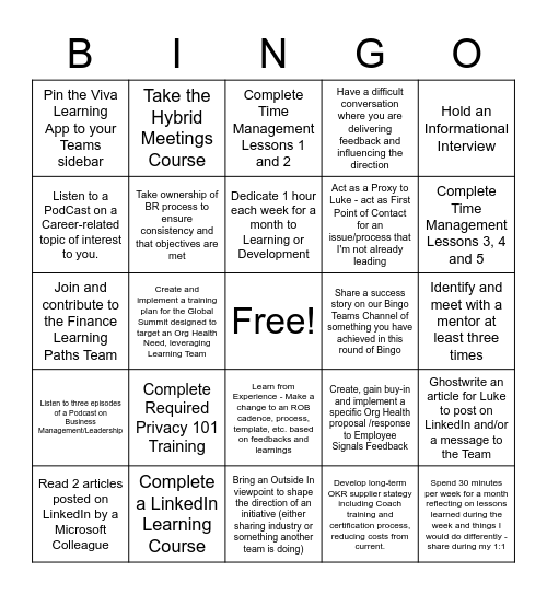 Mark Bingo Card