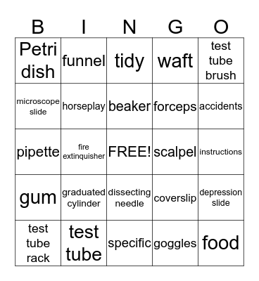 The Science Lab Bingo Card