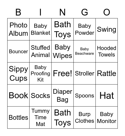 Baby Bonin Bingo Card