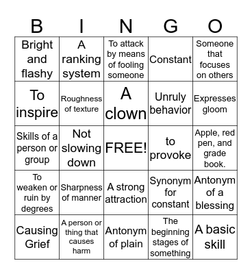 Wordly Wise English II Bingo Card