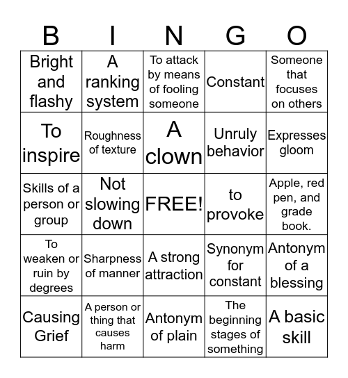 Wordly Wise English II Bingo Card