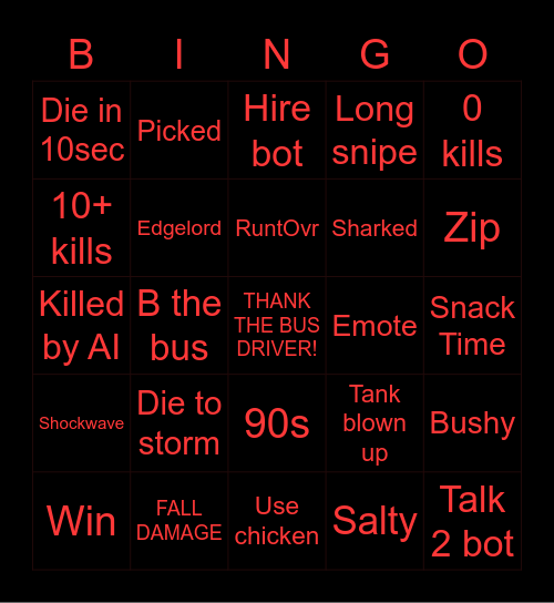 FOKNIF Bingo Card