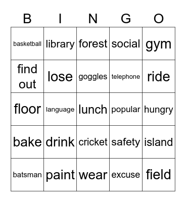 G1_L2_Vocabulary Bingo Card