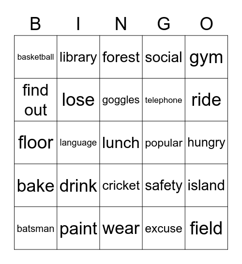 G1_L2_Vocabulary Bingo Card
