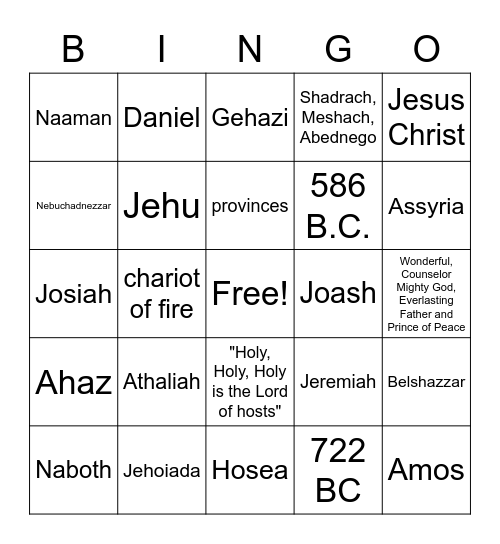 Unit 4 Christian Studies Bingo Card