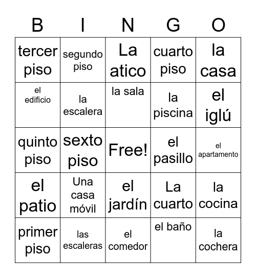 La casa Bingo Card