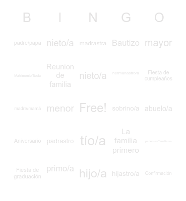 la familia Bingo Card