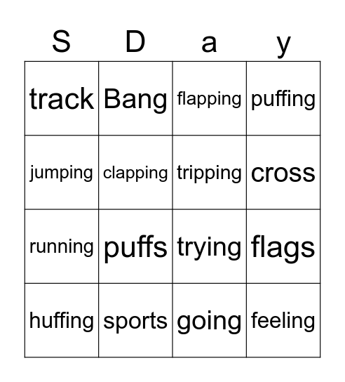 Sports Day Bingo Card