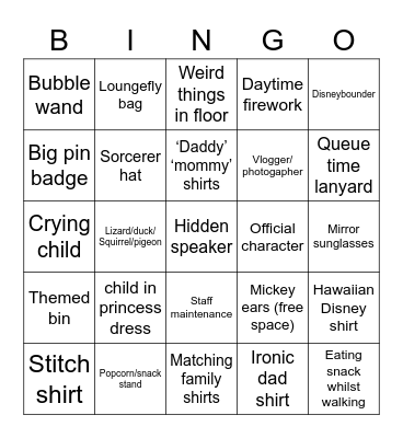 Disney queue bingo Card