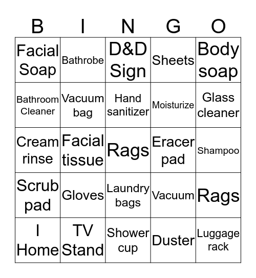 Housekeeping Apresiattion Week Bingo Card