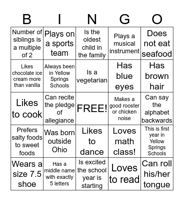 Find a person who. . . Bingo Card