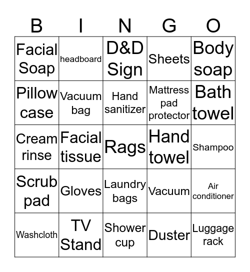 Housekeeping Apresiattion Weeck Bingo Card