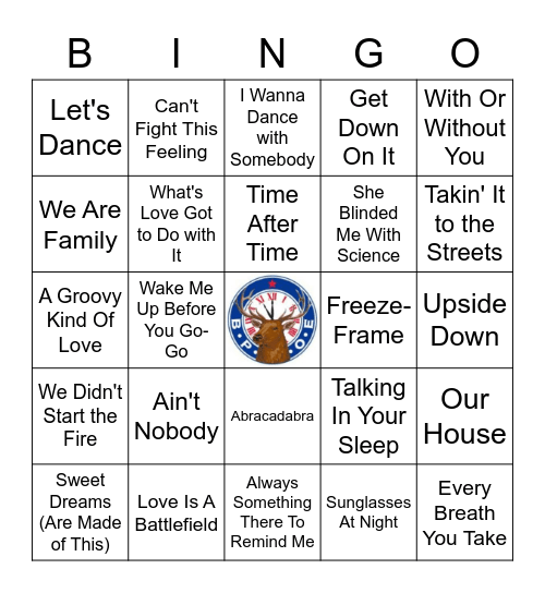 80's Mix Bingo Card