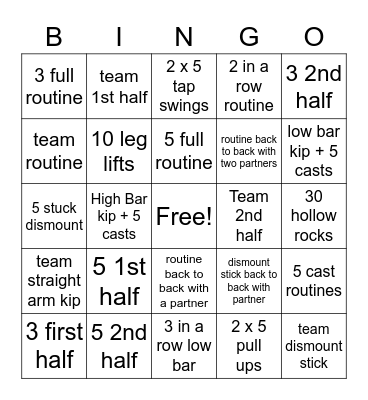 Level 3/4 Bar Bingo Card