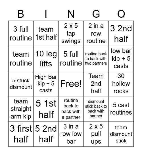 Level 3/4 Bar Bingo Card