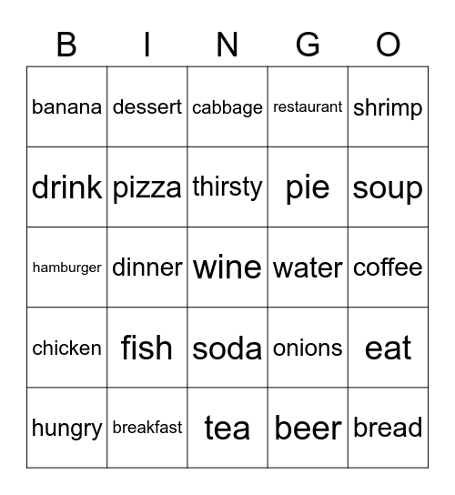 Food Signs Bingo Card