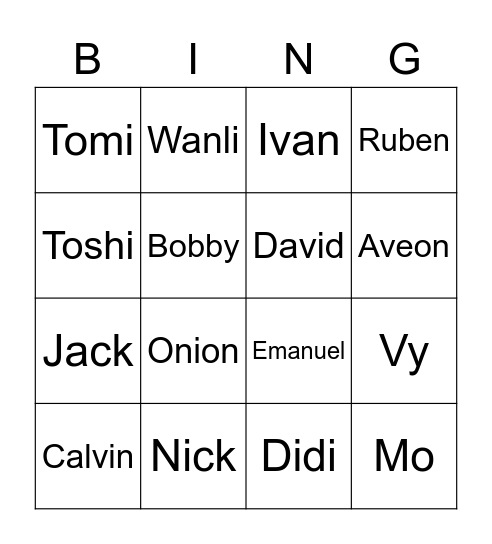 Miya bingo Card