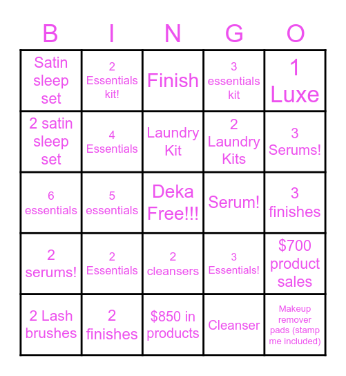 Deka Lash Bingo!!! Bingo Card