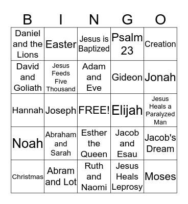 Bible Bingo  Bingo Card