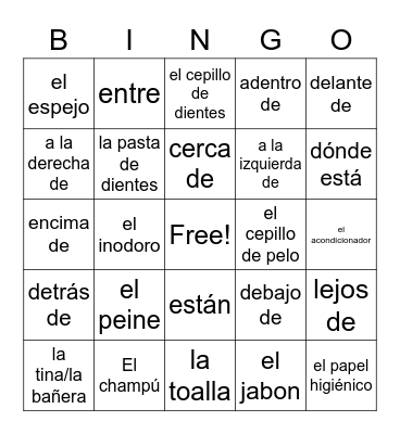 El Bano Bingo Card