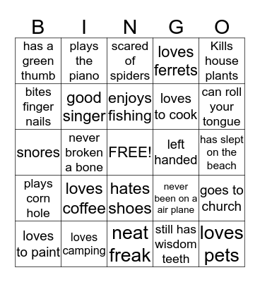 Did You Know? Bingo Card