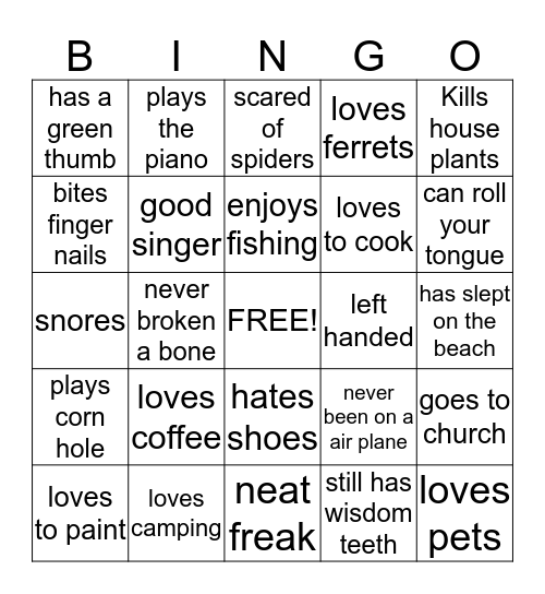 Did You Know? Bingo Card