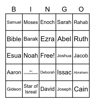 The Hebrews Bingo!!! Bingo Card