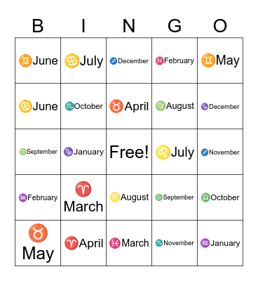 Zodiac  Bingo Card