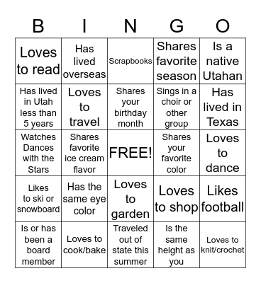 A Sundae Treat Bingo Card