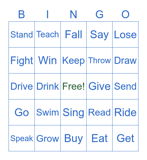 Past Simple Verbs! Bingo Card