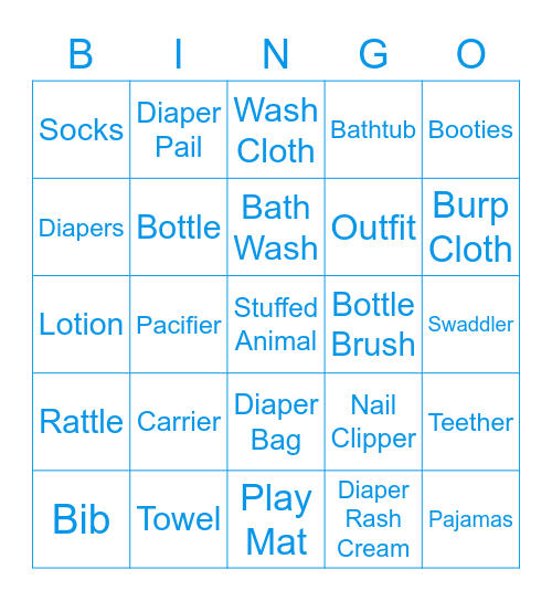 Baby Gift Bingo Card