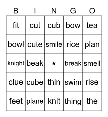 Vowel Review Bingo Card