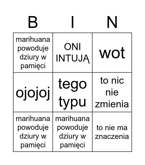 BINGO STE Bingo Card