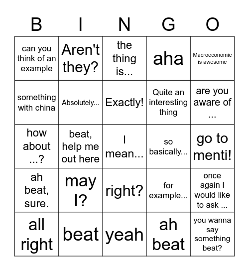 beat bingo Card