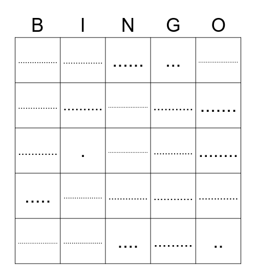 Dot Bingo Card