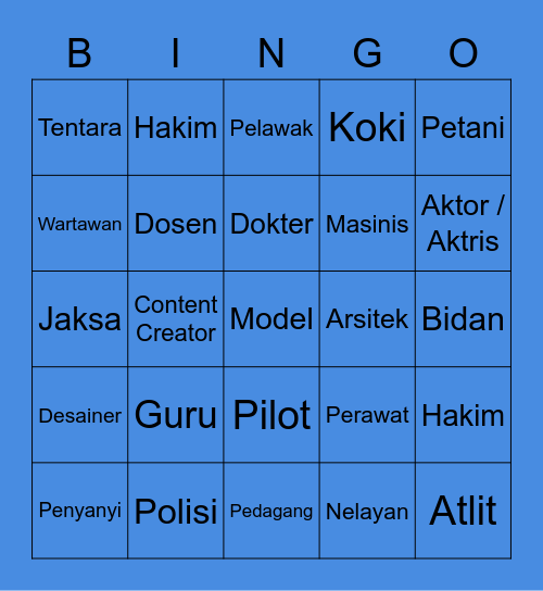 PROFESI Bingo Card