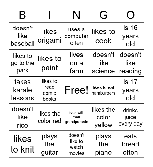 Introduction Bingo! Bingo Card