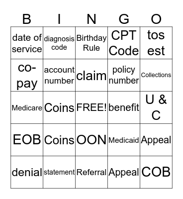 Call Driver Bingo Card