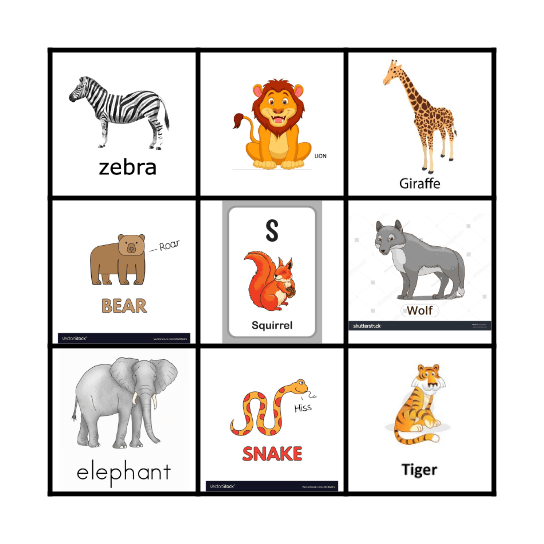 Animals Bingo Card