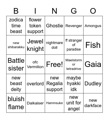 Stride prediction Bingo Card