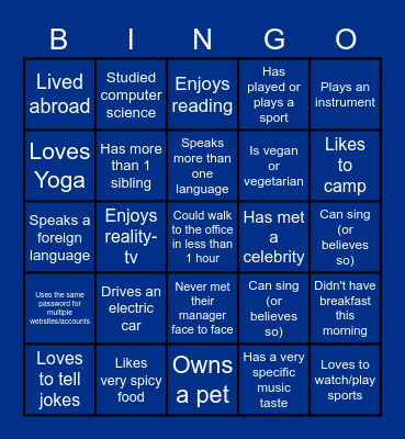GPS & DISCO New Hire Bingo Card